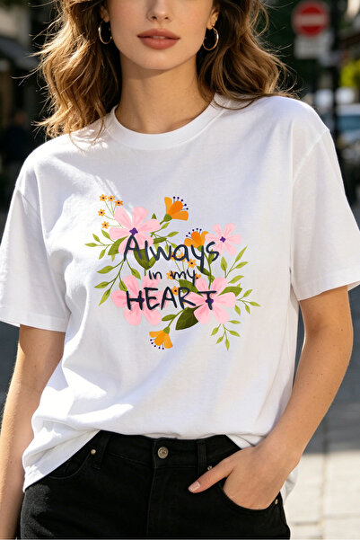 Fleck تي شيرتات نسائية مطبوعة بنقشة الزهور بتصميم كاجوال من Always In My Heart