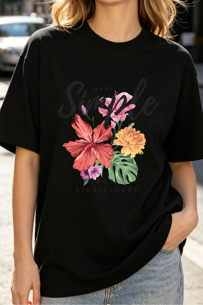Fleck Womens T Shirts Floral Print Boho Style Casual Top With Vibrant Flowers...