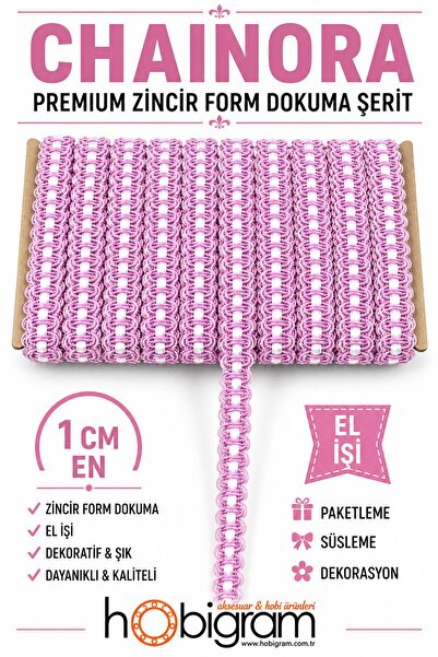 Hobigram Ružičasto-bela Chainora premium lančana tkanina u obliku lanca – 5 m...