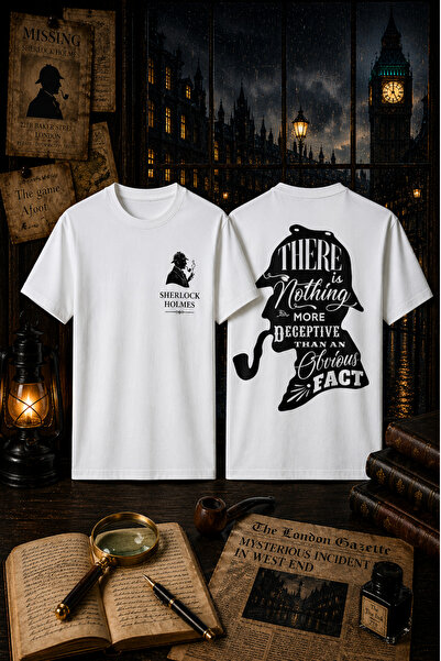MECH BUTİK Μπλουζάκι S.Holmes με στάμπα, λευκό, unisex