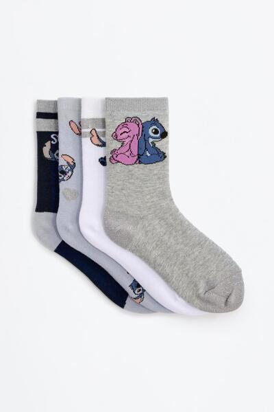 LEFTIES 4'lü Stitch ve Angel ©Disney uzun çorap Pack