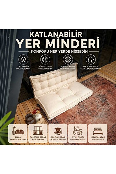 COLORMİX Katlanabilir Yer Minderi 130x70 cm Çok Amaçlı Zemin Minderi