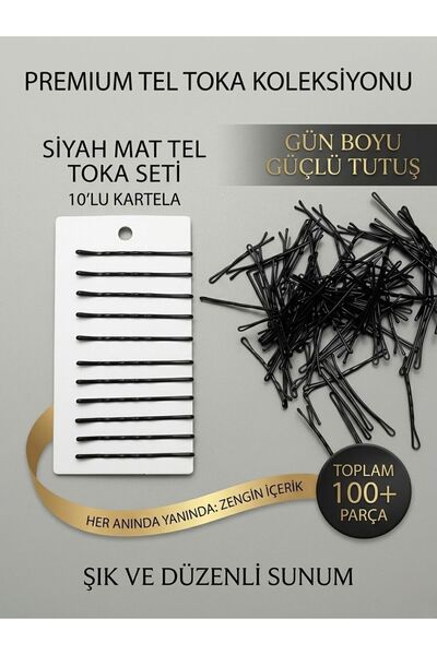 BSR SHOWROOM Premium Mat Siyah Tel Toka Seti - Saç Derisi Koruyucu Uçlu - 100...