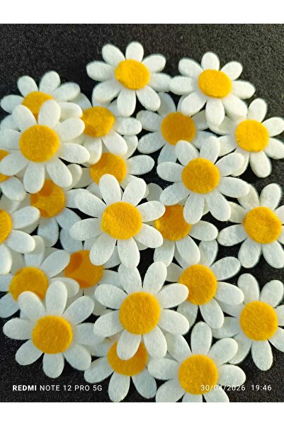 Forester Toys Keçeden Sadece BEYAZ PAPATYA 5X5 CM 50 Adet