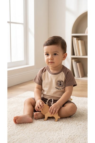 Babexi Aslan Palmiyeli Cotton Shorts Set