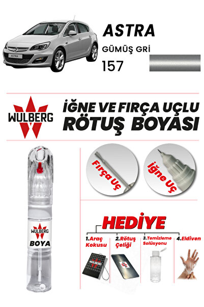 Wulberg Opel Astra Gümüş Gri 157 Rötuş Boya 25 ml İğne & Fırça Uçlu Kalıcı Çi...