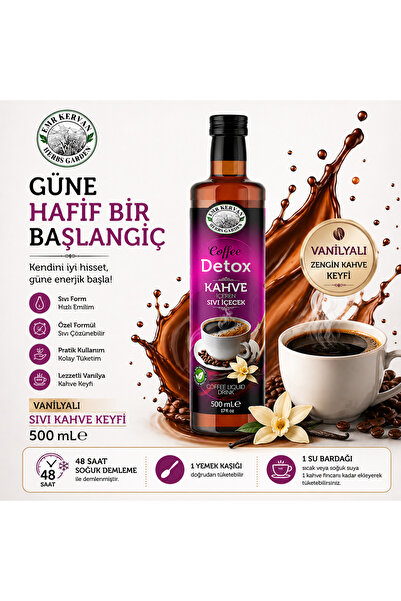 Emr Kervan Herbs Garden Vanilyalı Sıvı Detoks Kahve 500 ml | 48 Saat Soğuk De...
