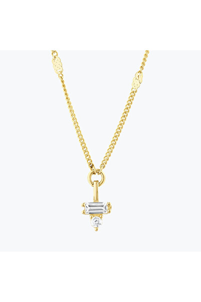 Goldium Jewellery Goldium Minimal ve Baget Taşlı Aynalı Zincir Choker
