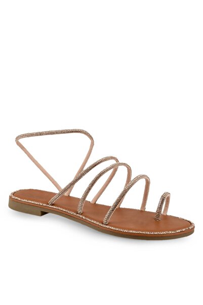 Exe Shoes Γυναικεία Πέδιλα 68D-434 Ταμπά Ρόζ Χρυσό Στράς Q468D434143B