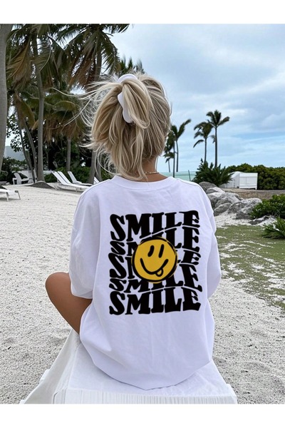 SVART WEAR Smile Printed Crew Neck 100% βαμβακερό κοντομάνικο μπλουζάκι για π...