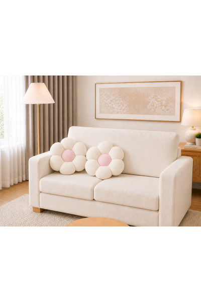 SEVHOME CONCEPT Soft Peluş Papatya Kırlent Dekoratif Yıkanabilir