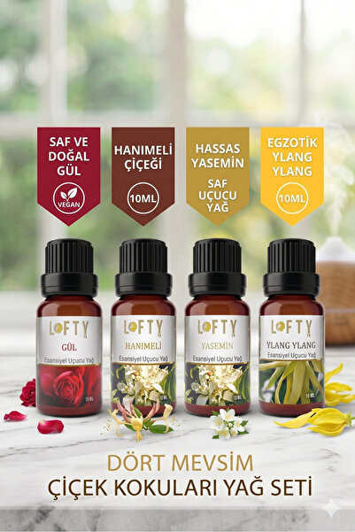 Lofty Gül, Hanımeli, Yasemin, Ylang Ylang Uçucu Yağ Buhurdanlık Esansı Oda Ko...