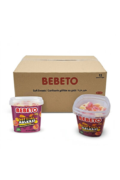 BEBETO Şeftali Halka Yumuşak Şeker 150 g Kova 12 adet