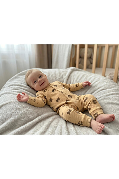 Nexvora Little Bears Baby Rompers Without Booties 3-6-9 Months Cotton