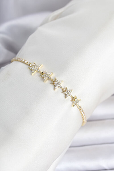 Lisinya Brass Gold Color Row Star Model Waterway Women's Bracelet -