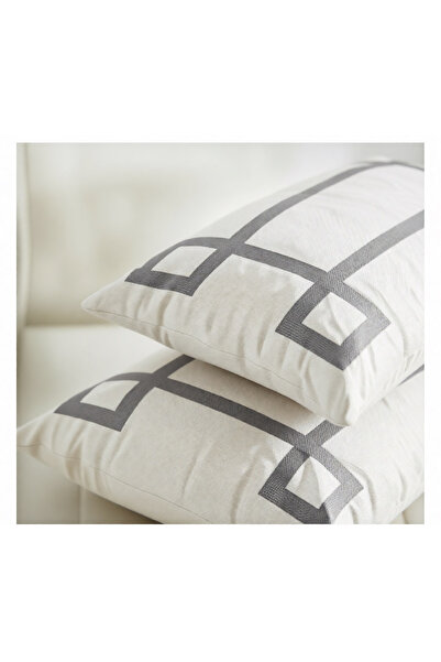 METİNEV Decorative Navy Blue White Pillow Case