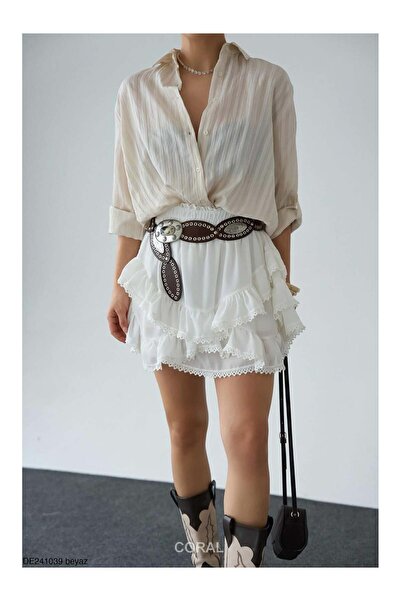 Coral Mini Short Skirt De241039 White