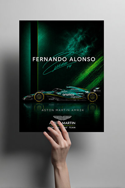 Metalino Fernando Alonso Minimalist Metal Poster – F1 Dekoratif Duvar Tablosu