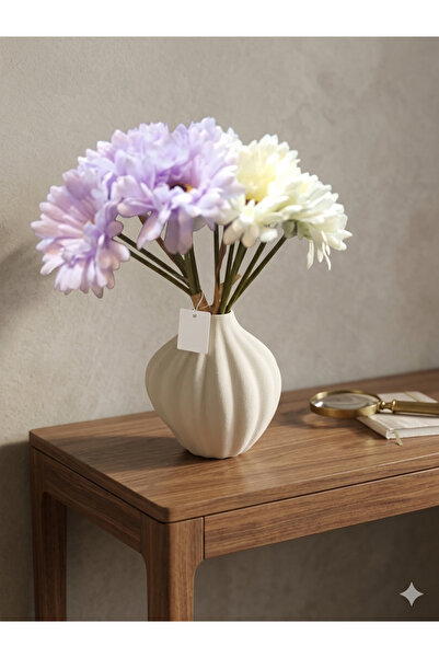 MAŞH STOR Modern Ceramic Vase and Set of 12 Artificial Flower Branches - Deco...