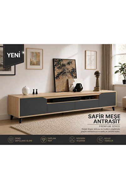 VM VERTEX MOBİLYA Legno Premium 180cm Modern Tv Ünitesi Safir-Ant