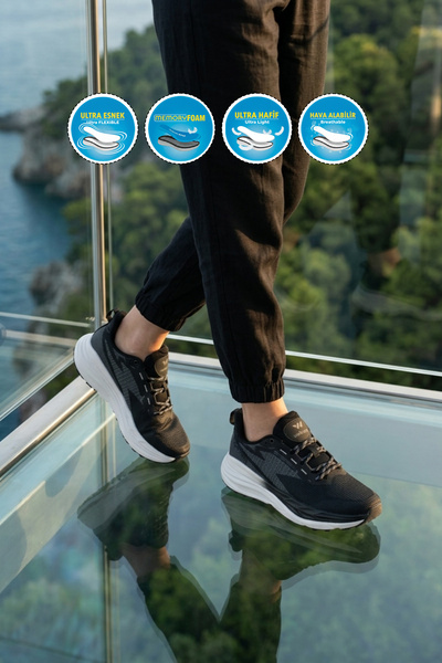 WALKWAY حذاء رياضي فليكسيون جي أسود-أبيض من إسفنج ميموري فوم للجنسين