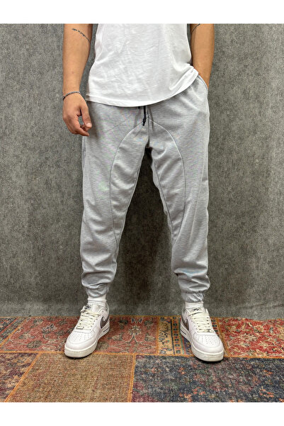 FıttingRoom Gray Jogger Pants with Elastic Waistband