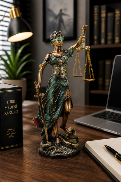 MINDA Adalet Heykeli Biblo Lady Justice Terazi Kılıç Ofis Dekor - Hukuk Büros...