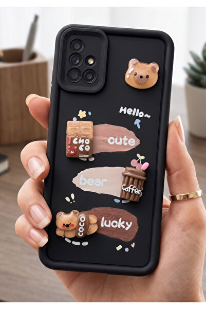 Rivor Samsung Galaxy A51 Uyumlu Kılıf Kamera Korumalı Kabartmalı Ayıcık Ve Ka...