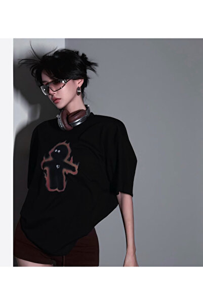 DEEFWEAR تي شيرت Y2k فانتوم فاير مطبوع للجنسين