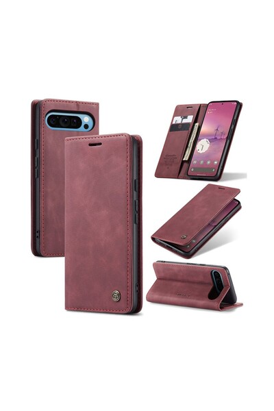 Caseme 013 Retro Θήκη Βιβλίο Wine Red (Google Pixel 9 Pro XL 5G)