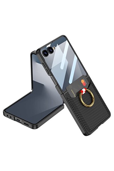 GKK Card Slot Σκληρή Θήκη με Κρίκο Carbon Fiber Texture (Samsung Galaxy Z Fli...