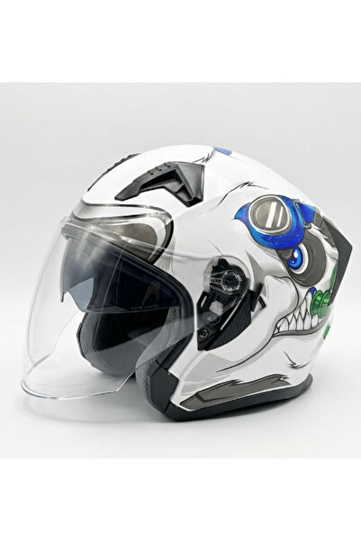 VRT KC-ÇENESİZ VİZÖRLÜ YAZLIK KASK [KC528-1] PANDA [XL] E BELGELİ