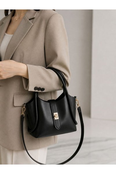Lulya Timeless Elegance, a Must-Have in Any Combination, Minimalist Style, Black Leather Mini Women's Bag