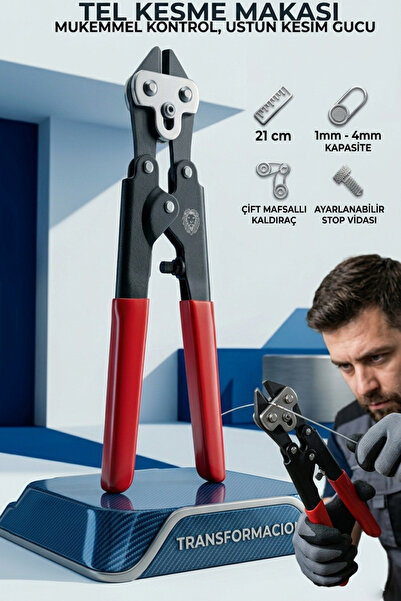Transformacion 210 mm Profesyonel Tel Kesme Makası - 1-4 mm Hassas Tel ve Kab...
