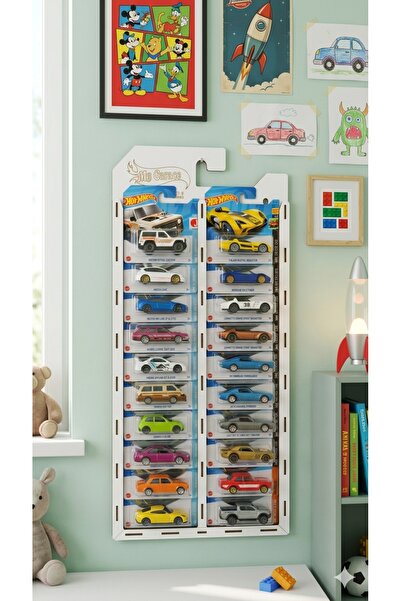 My Kids Room 20 Araba Sergileme Rafı – 20'li Regular Kart Standı | Ahşap Kole...