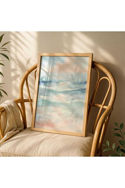 NinaStore Sahil Temalı Duvar Sanatı: Pastel Okyanus Renkleri – Sakin Soyut Ba...