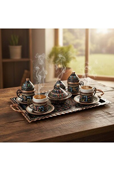 Yardımcı Bakır Since 1997 طقم أكواب مستطيلة الشكل من النحاس لـ 4 أشخاص من إرز...