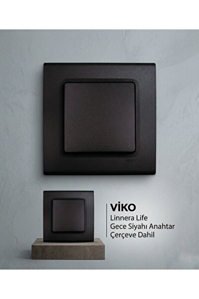 VİKO Linnera Life Gece Siyahı Anahtar Çerçeve Dahil