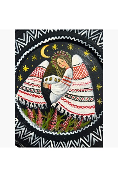 Ceramica Martinescu Farfurie ceramica decorativa, pictura manuala, 24 cm – Ingerul casei