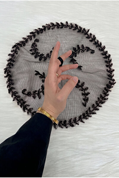 ZEYMERADE Black Bride Groom Handkerchief, Sparkling Crystal Glass Bead Embell...