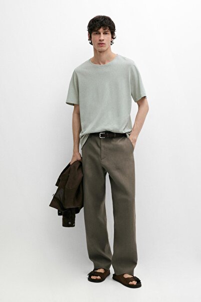 Massimo Dutti Keten karışımlı kısa kollu t-shirt