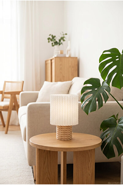 Decorstation Halat Desenli İskandinav Tarzı Masa Lambası Modern Abajur