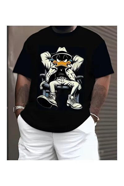 Massgai Tricou unisex Mafia Daffy Duck imprimat, supradimensionat, 100% bumbac