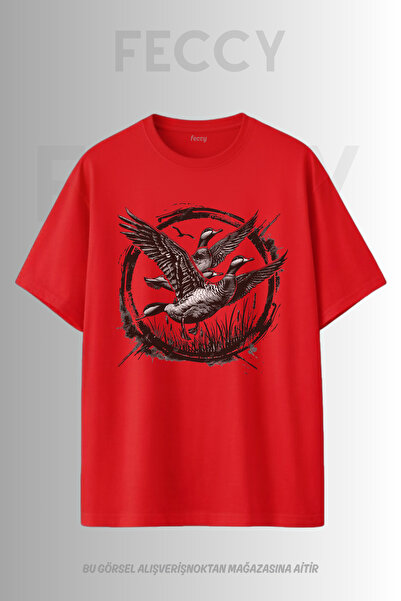 FECCY Tricou unisex supradimensionat cu imprimeu Duck Hunter, pentru femei, p...