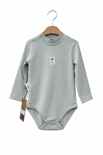 Caramell Baby Boy Balloon Print Stand Collar Bodysuit 3-18 Months Dark Green