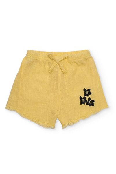 Tuc Tuc Girl's Minimal Print Detailed Shorts 2-8 Years Yellow