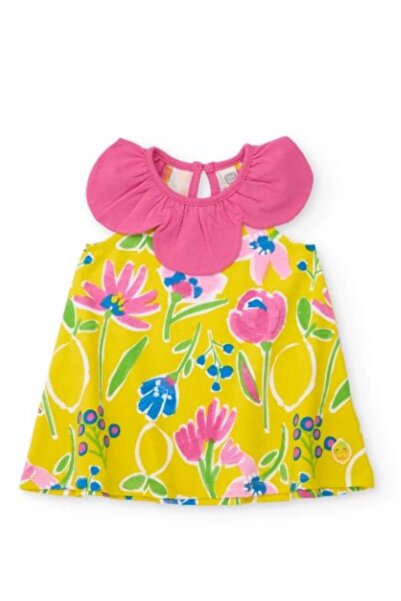 Tuc Tuc Baby Girl Daisy Collar Floral Printed Dress 2-8 Years Yellow