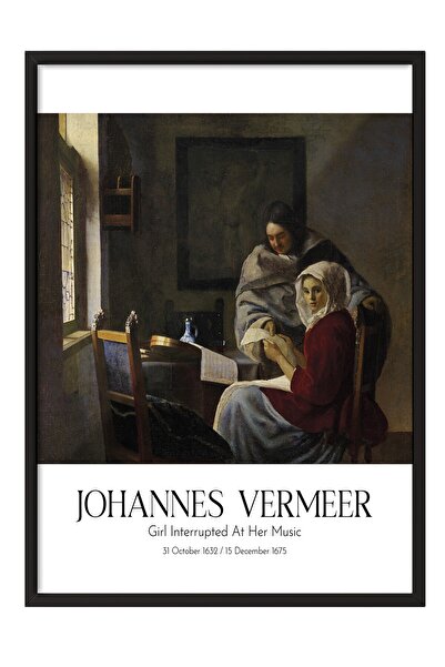 Postifull Johannes Vermeer - Devojka prekinuta tokom sviranja muzike, slika u...