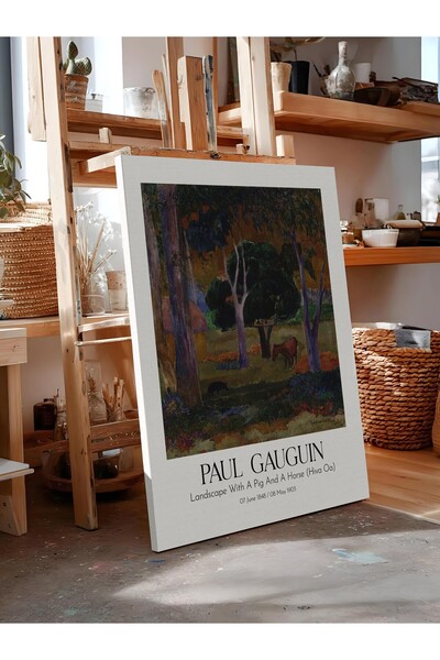 Postifull Paul Gauguin - Landscape with a Pig and a Horse (Hiva Oa), Canvas P...