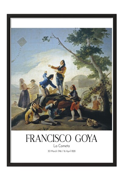 Postifull Francisco Goya - La Cometa, Tablou înrămat în negru, Seria de artă ...